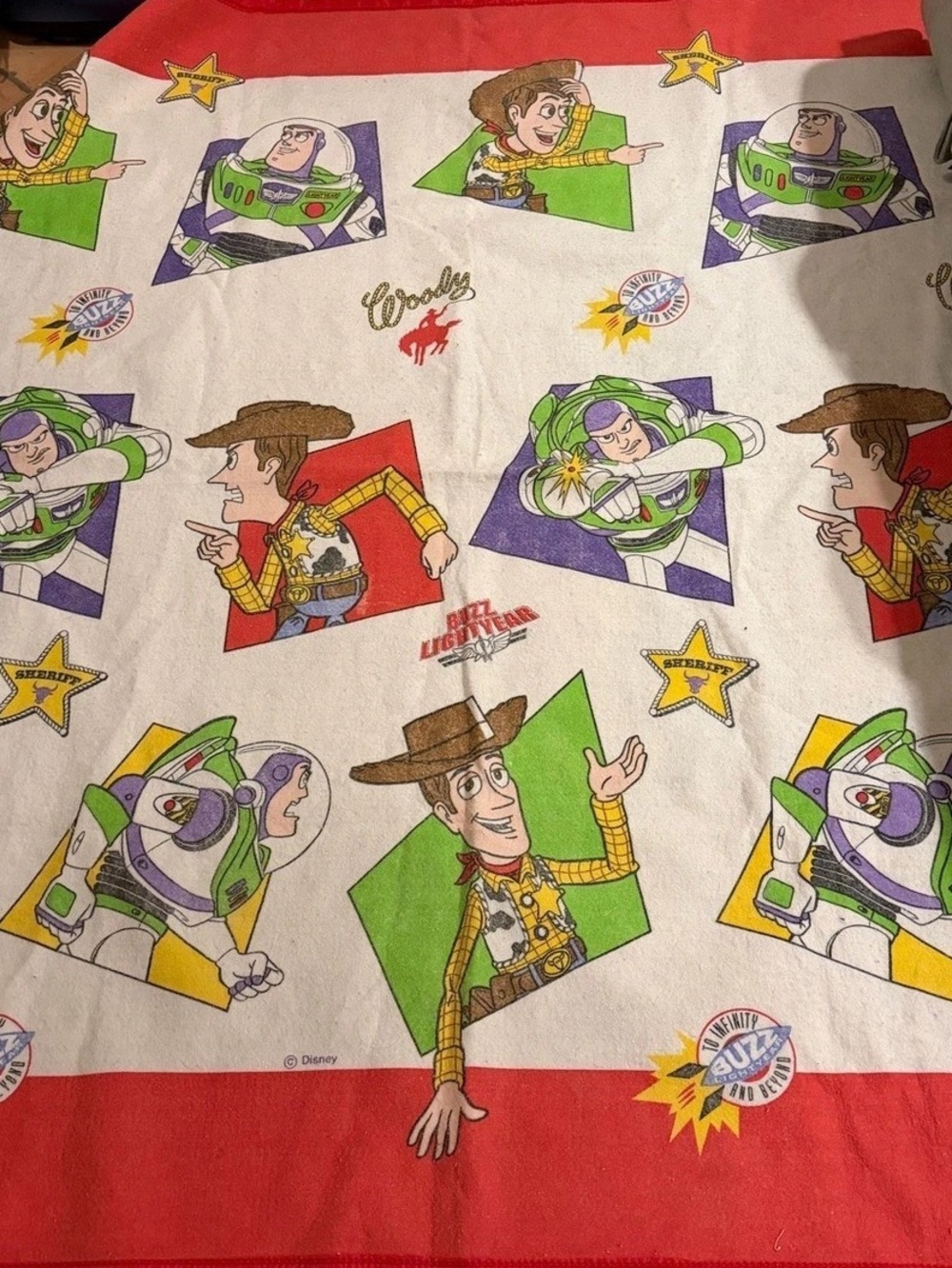 ✨RARE! Vintage Disney Toy Story Character Print Blanket in White & Red ✨